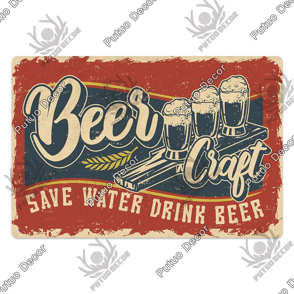 Putuo Decor Funny Beer Metal Sign Vintage Plaque Tin Sign Alcohol Drinker Sign for Bar Pub Club Man Cave Kitchen Wall Decoration