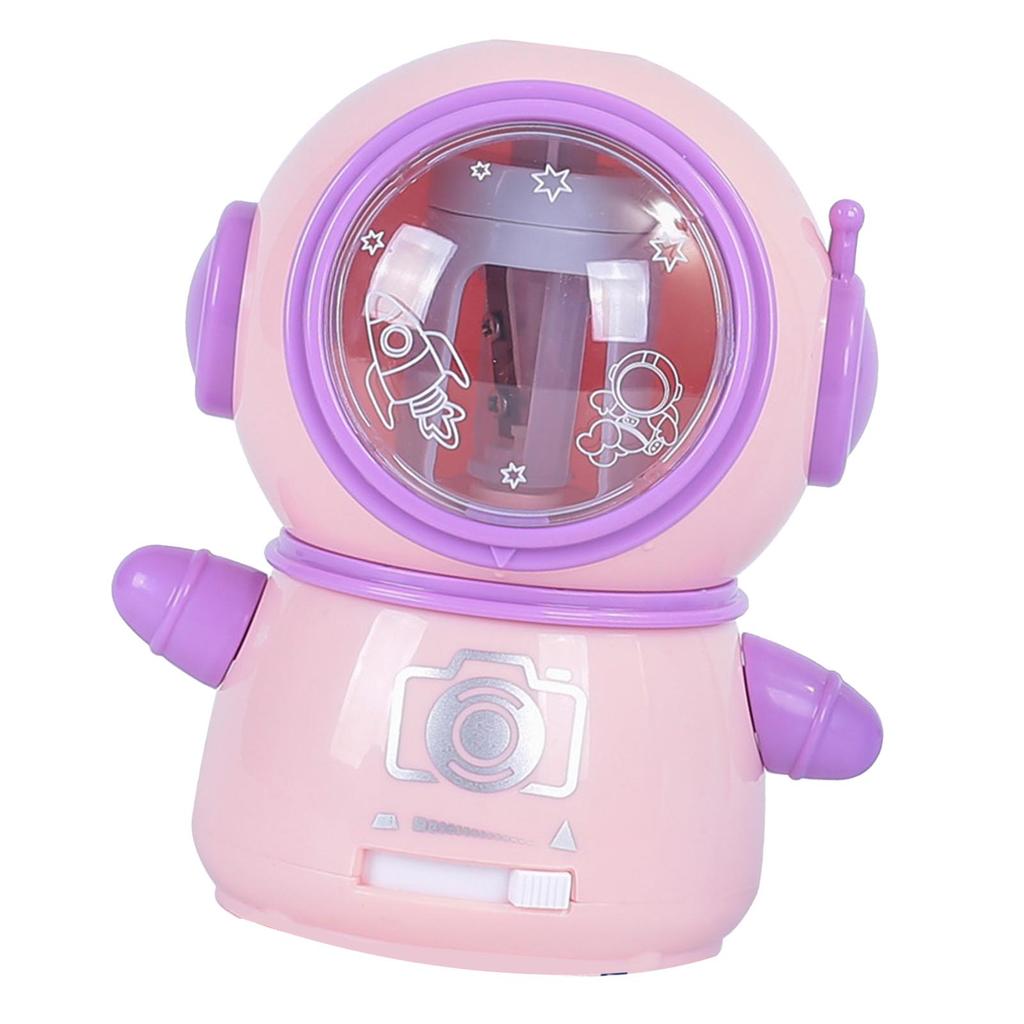 Spaceman Pencil Sharpeners Cartoon Cute Safe Flexible Electric Pencil Sharpener for Classroom Home Pink