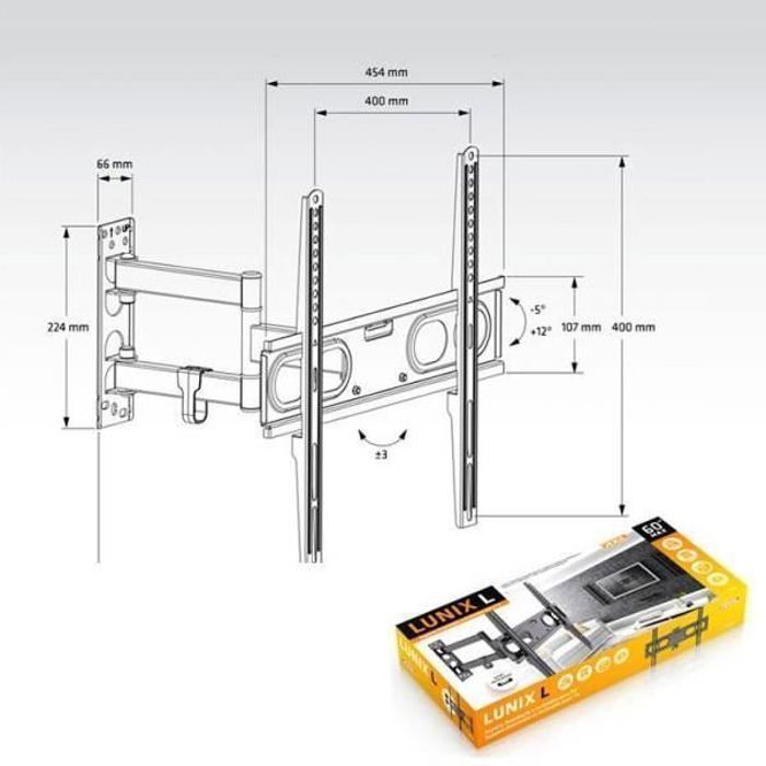Podpora TV - Axil - 0592E - 26"-60" - 30 Kg - Černá