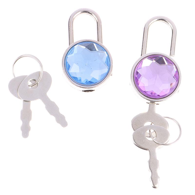 Mini Round Shape Padlock Luggage Hardware Locks W/Keyfor Jewelry Box Suitcase