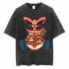Baumwolle Herren Vintage Japan Anime Print Oversize T-Shirt Streetwear Harajuku Sommer Schwarz Kurzarmhemd Locker Baumwolle Oberteile T-Shirts