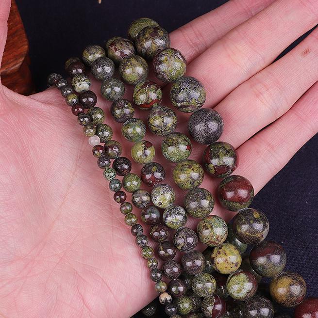 4-12mm/32-93pcs Natural Round Dragon Blood Jasper Stone Beads for DIY Jewelry Making