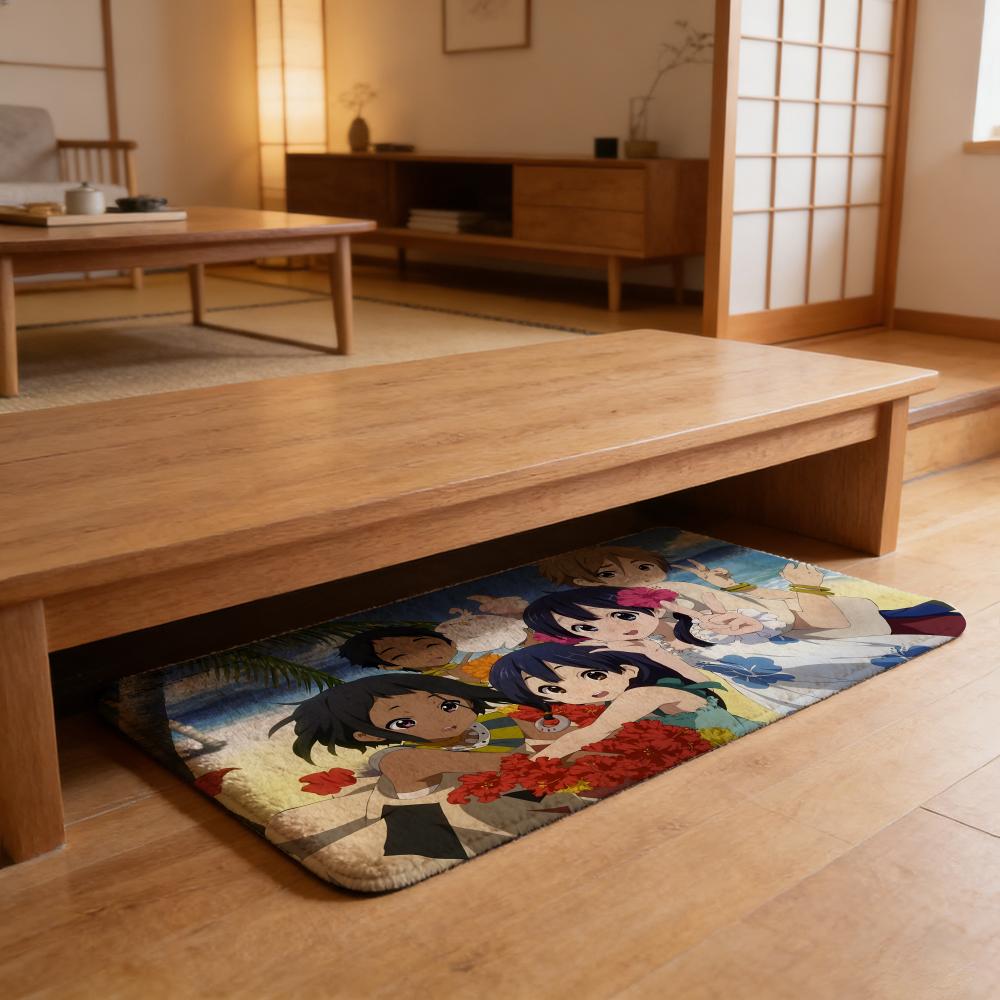T-Tamako Market Floor Mat Flannel Door Mat Non-Slip Absorbent Washable Indoor Home Rug