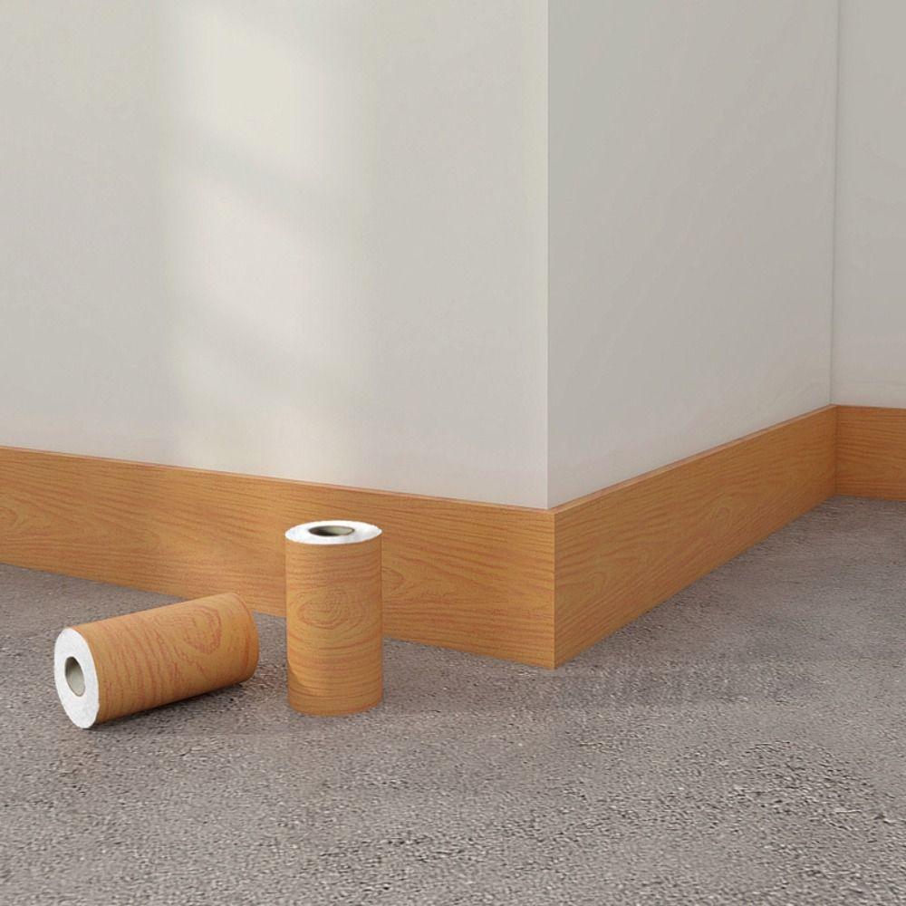 Thicken Floor Sticker Patches 10cmx10m Waist Line Wallpaper Wood Grain Tape  Furniture Renovation