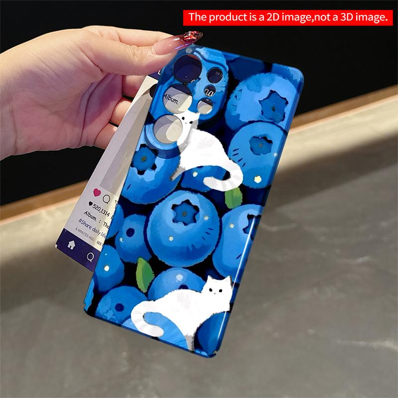 2DFlat Samsung phone case Blueberry Dream Cats Phone Case Applicable to Galaxy S22 S23 S24 S25ULTRA S26 A12 A13 A14 A15 A16  A34 A35 A54 A55