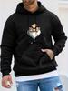 Unisex Fall Winter Long Sleeve Hooded Sweatshirt, Grumpy Old Man Cartoon Print Fitness Athletic Top, Funny Cartoon Theme Novelty Cartoon Print Unisex