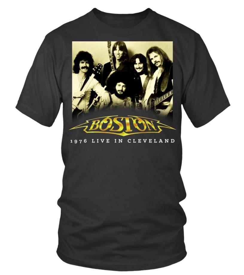 Cotton T-Shirt Boston Band 1976 Live In Cleveland Tom Scholz Brad Delp Unisex T-Shirt M