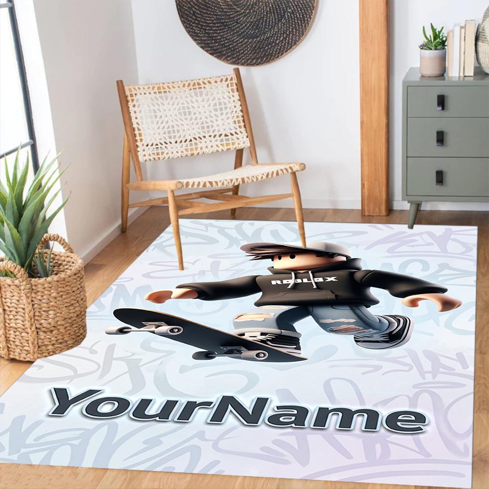 Roblox 225 Customize Text Floor Mat Design for Entryway Living Rooms Decorate Room Study Room Anti-slip Rug Office Home Decor Best for Christmas