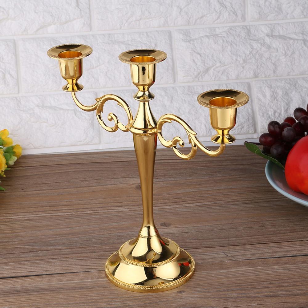 Gold Candle Candelabra Polished Finish Taper Candle Holder Candlestick Holder Holiday Party