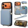 Leather Phone Case With Zipper Wallet Crossbody Strap IPhone 17 Pro Women Shockproof Protective Cover