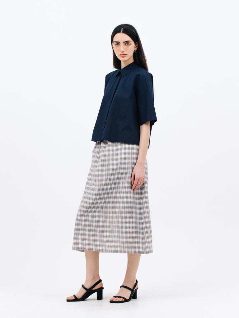 Jun By Jun K Check Midi Skirt_Brown