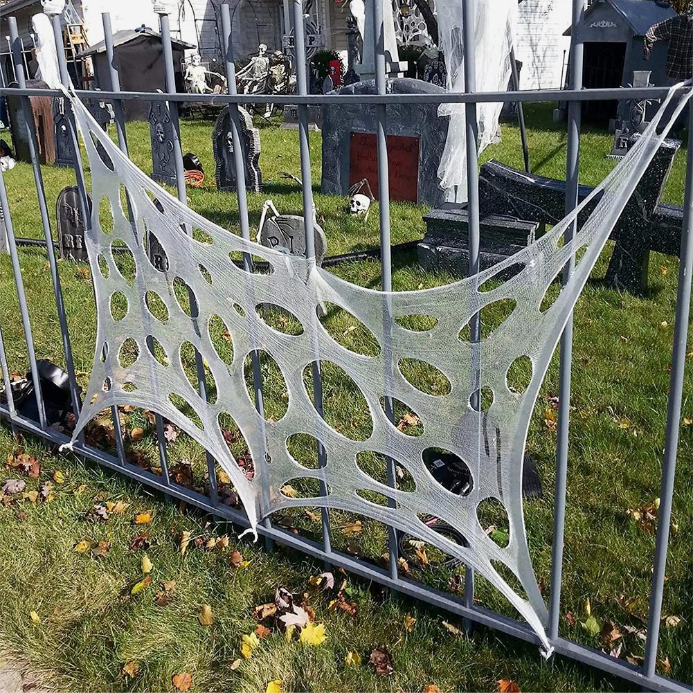 Giant Stretchy Spider Web Halloween Decor Scary Cobweb for Indoor & Outdoor Haunted House, Party Display, and Horror Scene Setup