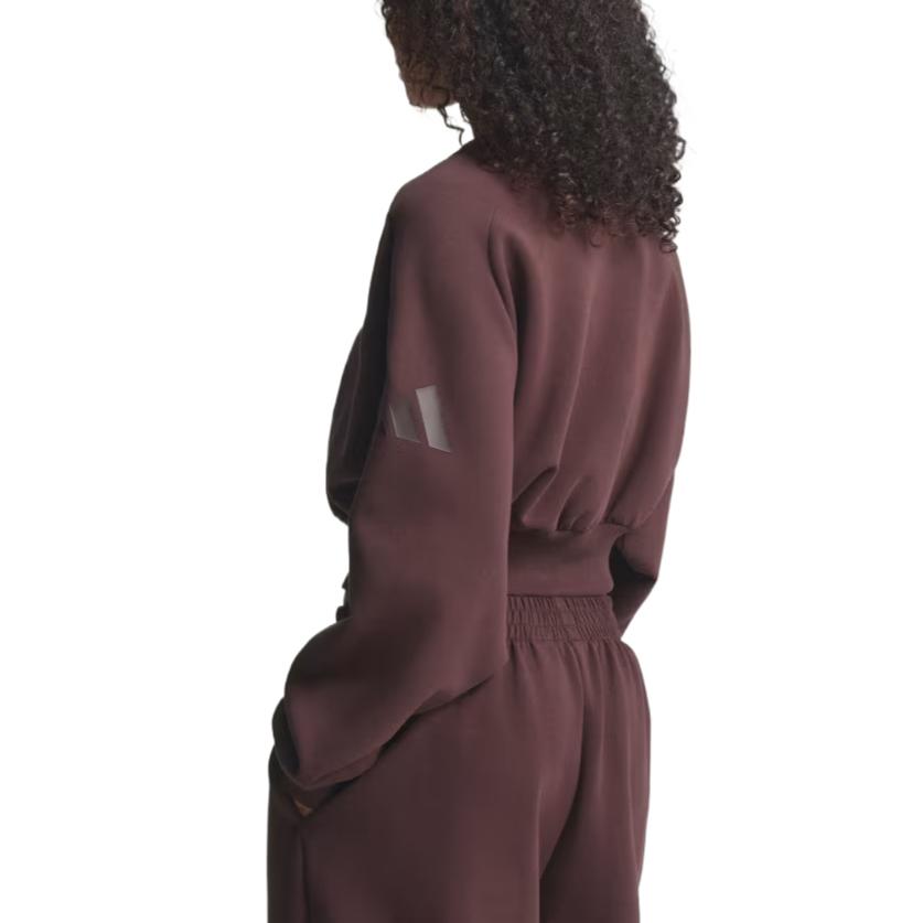 adidas Soft Fleece Crew Neck Long Sleeve Sweatshirt Women Brown JW5072