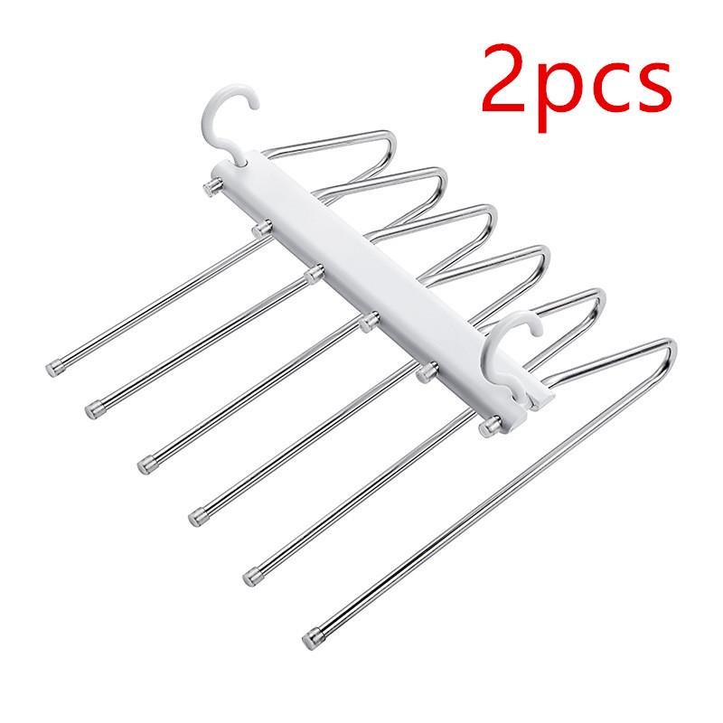 Складные волшебные вешалки для брюк 5 слоев Нержавеющая сталь Экономия места Органайзер-стойка для шкафа Брюки Джинсы Шарф белый 1700₽