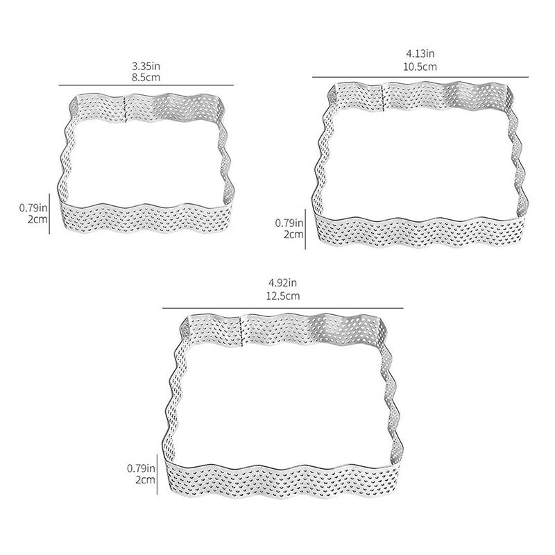 Stainless Steel Square Tartlet Molds Bakeware Mousse Circle Mould Tart Ring Cake Mold Baking French Dessert Fruit Pie Tarte Tool