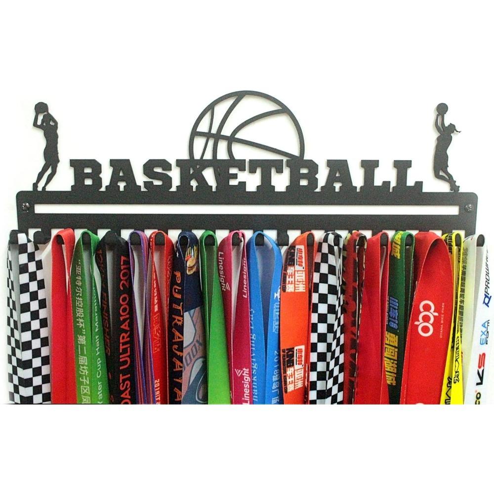 

Wall Mounted Metal Medal Holder Display, Award Rack with Hooks for Ribbons and Keys, Sports Trophy Organizer for Kids Adults