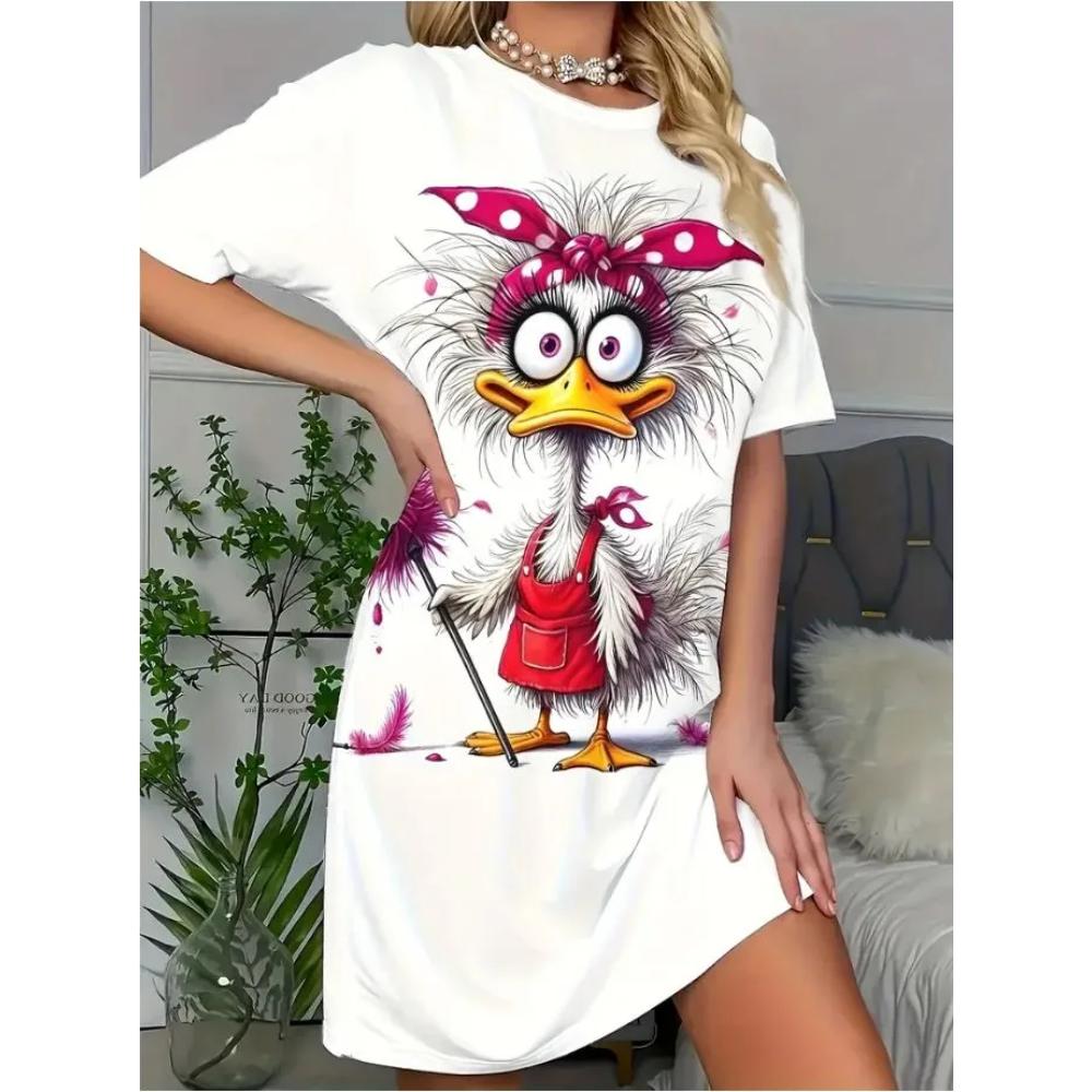 Fashion Versatile Comfort Animal Print Dress Casual Breathable Crew Neck Casual Dresses