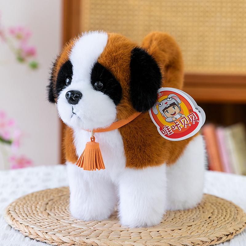 Simulated Standing Position Golden Retriever Plush Toy Corgi Husky Office Puppy Table with Children's St. Bernard Dolls