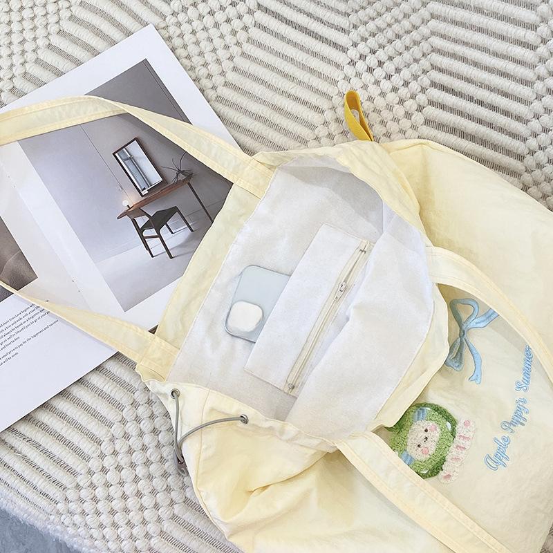 Women's Literary Animal Canvas Bag, Shoulder Bag, Crossbody Bag, Portable Bag, Drawstring Anti-Theft