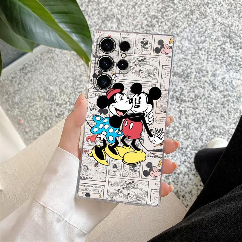 Disney Love Mickey Minnie Transparent Case For Samsung Galaxy S26 S25 Ultra S24 S22 S26 Plus S20 S23 S21 S25 FE 5G Clear Cover