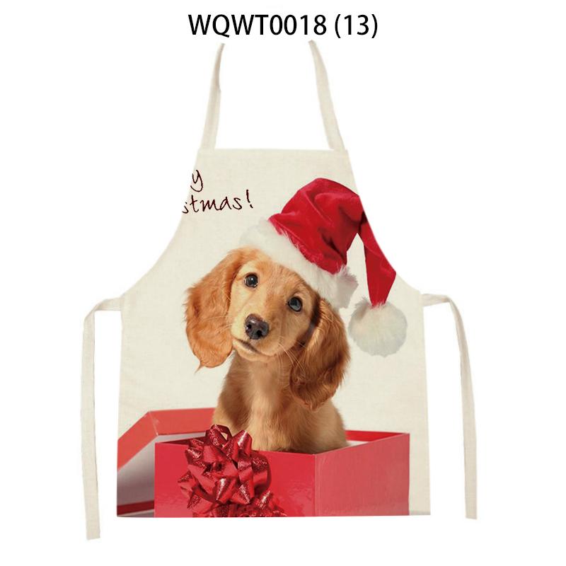Lovely Animal Dog Printed Linen Sleeveless Kitchen Aprons Women Men Home Cooking Baking Waist Bib Dachshund Cleaning Aprons