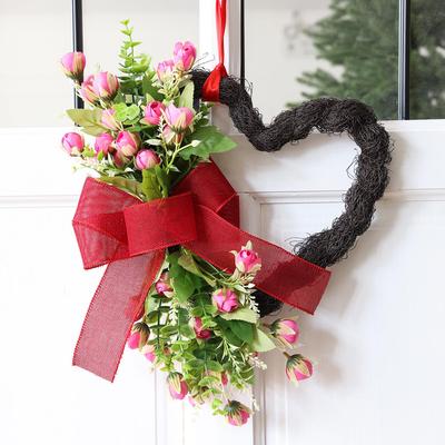 Valentine's Heart-Shaped Flower Ring Door Decoration Wreath