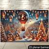 1Pcs Santa Claus Hot Air Balloon Snow Town Decoration Background Winter Backdrop For Photo Studio Photo Booth Party
