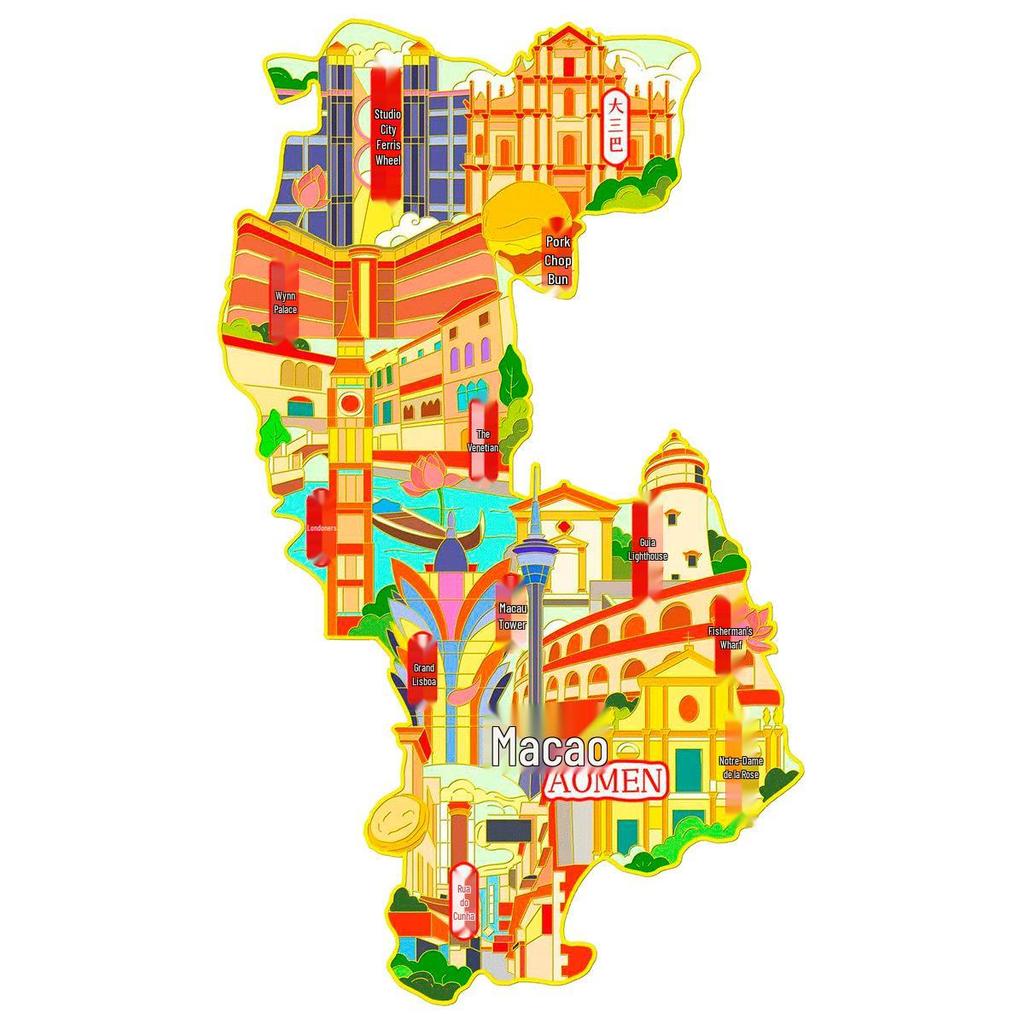 Macau Kultureller Metallmagnet: Wynn Palace, Ruinen von St.. Pauls, St. Dominics Kirchen-Souvenir