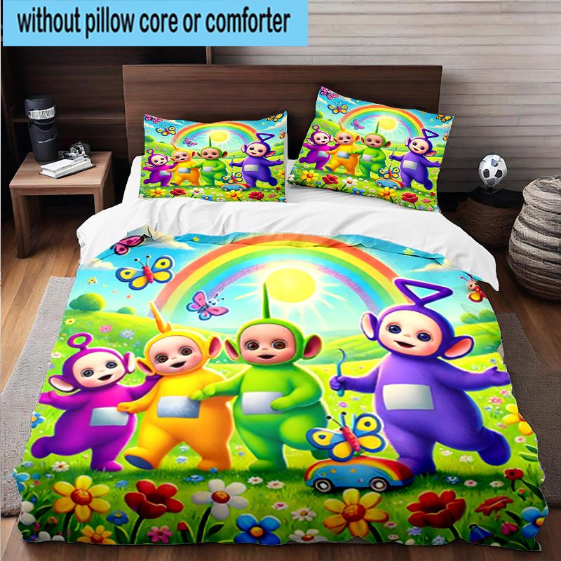 3PCS Tele-tubbies Celebration 3pcs Bedding,Including 3PCS Duvet Cover And 2pcs Pillowcases Perfect for Christmas,Ideal for Bedroom, Dormitory