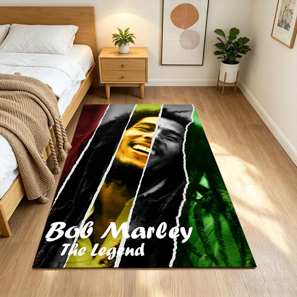 Bob Marley Floor Mat Suitable for Living Rooms Balcony Entryway Playrooms Anti-slip Rug Anime Office Decor Best for Christmas