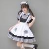 Cosplay Japanese Anime New 4-Piece Maid Outfit Cute Princess Dress Black and White Checkered Bow Maid Style