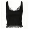 Women's Sleeveless V Neck Tank Top with Lace Trim Slim Fit Soft Fabric Stretchy Casual Summer Shirt