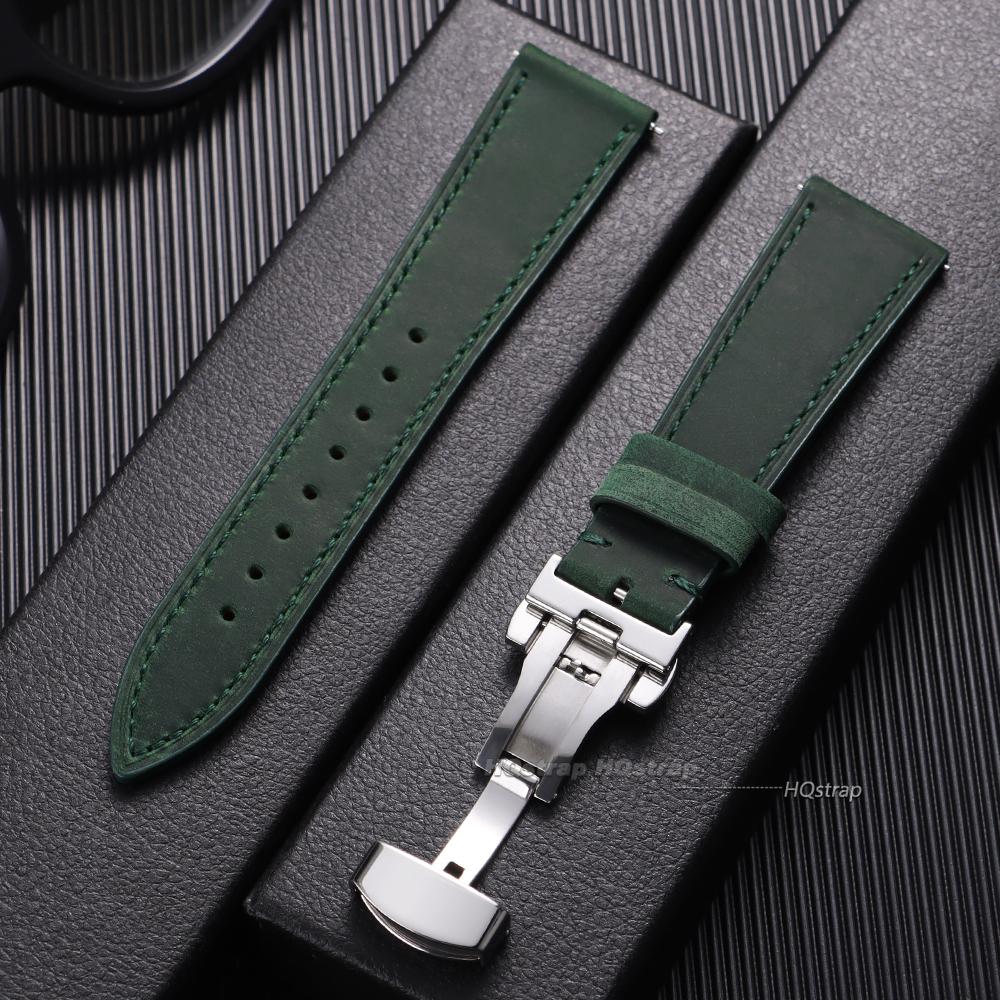 Quick Release Bracelet Leather Watch Band Vintage Cowhide Strap18mm 19mm 20mm 21mm 22mm 24mm Butterfly Buckle Wristband