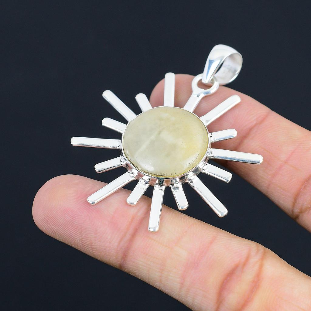 Friendship Day Sale Round Natural Plume Agate Wife Birthday Pendant 925 Silver