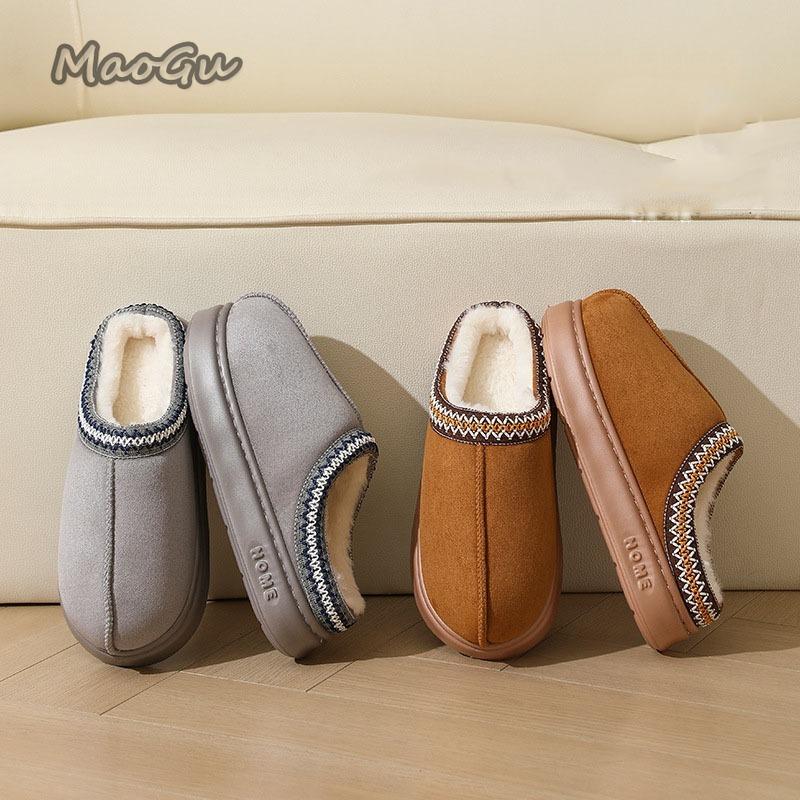 Autumn Winter 2025 Warm Fluffy Woman Slippers Soft Bottom Thick Plush Women Casual Platform House Indoor Cotton Shoes Slides
