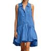 Sleeveless Button Down Flared Hem Shirt Dress for Women Loose Fit Summer Dresses for Women Uk Ladies Summer Dresses Uk