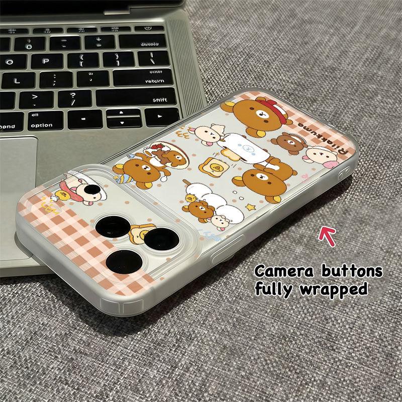 Transparent Cartoon Phone Case with Frosted Edges and Integrated Button for Apple 17/16, 17 Pro Max, 16 Pro, 13 - Couple Design