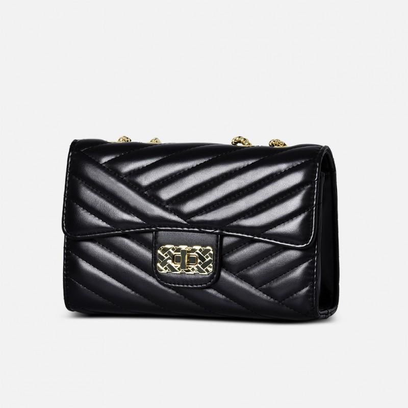 

Pu Leather Shoulder Bag Black Handbag Simple Versatile Fashion Women s Crossbody 21cmx7cmx14cm чёрный