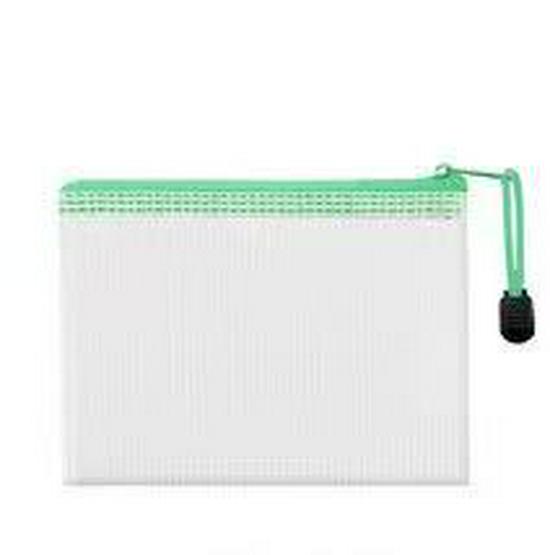 Custom Logo A4 Waterproof Drawstring Transparent Grid File Bag with Zipper