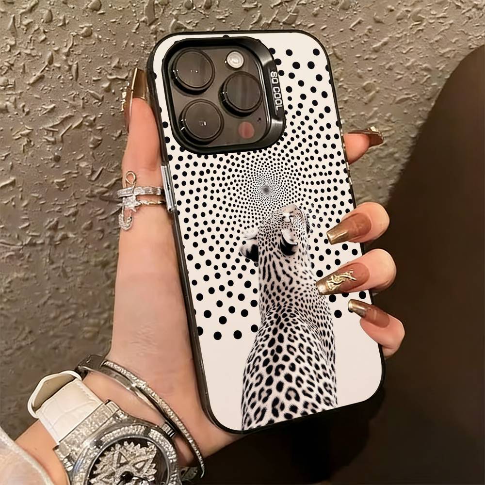 

Artistic Leopard Phone Case For iPhone 17,16,15,14,13,12,11 Plus,Pro Max,XS,Colorful Silver Phone case Funda Cover iPhone11PROMAX