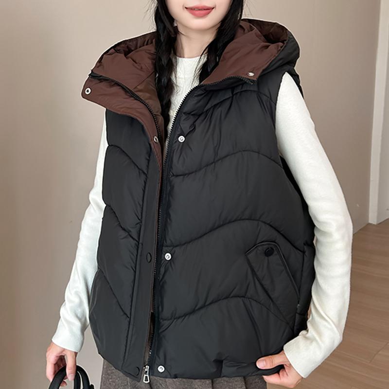 Fashion Winter Sleeveless Vest Woman Warm Outerwears Hooded Casual Thick Women's Jackets