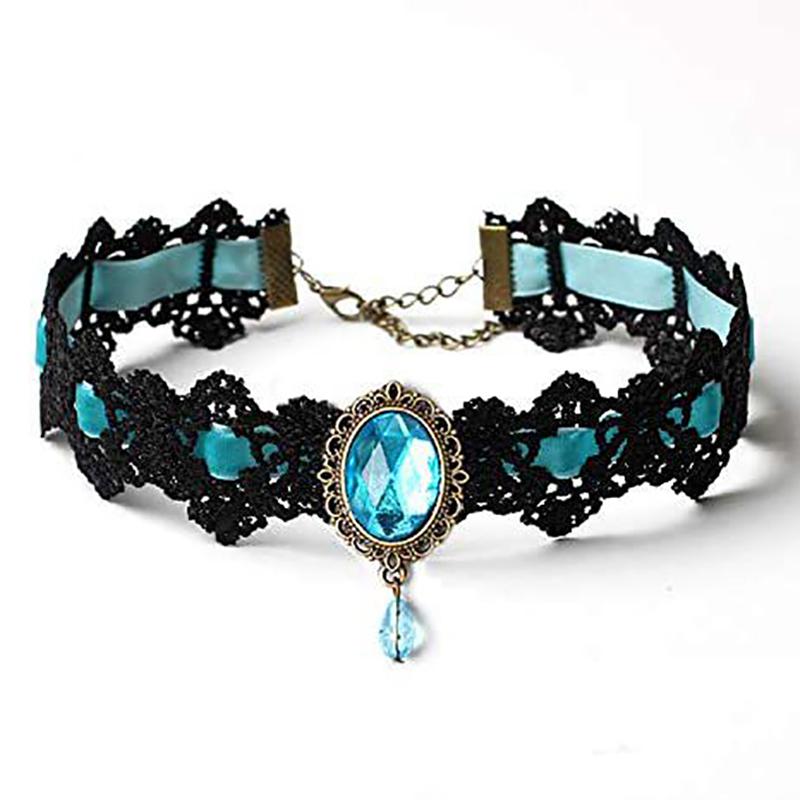 Gothic Victorian Black Lace Necklace Women Girl Boho  Tassel Sexy Lace Choker Steampunk Dark Loli Style Halloween Jewelry