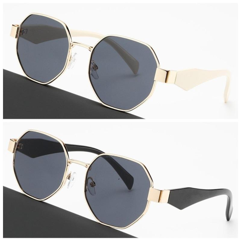 

2-pack vintage oversized unisex glasses, metal frame, polygonal design.