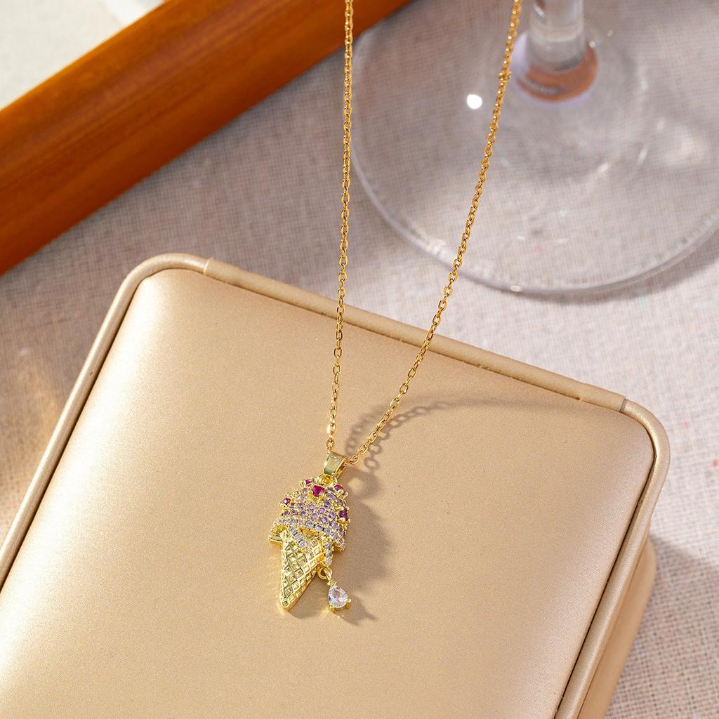 Micro Paved Titanium Steel Cross Pendant Necklace For Women Stylish Versatile Delicate Collarbone Chain