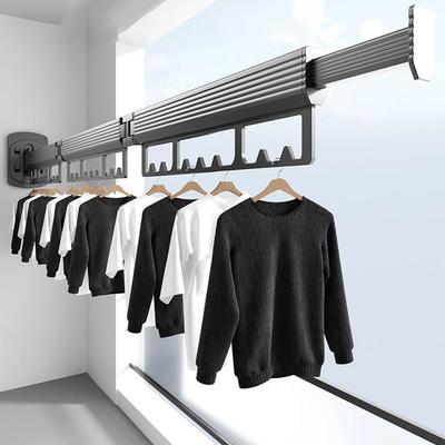 Wall Mount Folding Clothes Pole Space Aluminum Cloth Drying Rack Folding Clothes Hanger  Outdoor