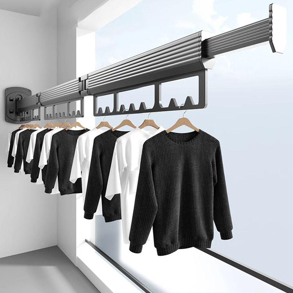 Retractable Folding Clothes Hanger Space Aluminum Cloth Drying Rack Outdoor