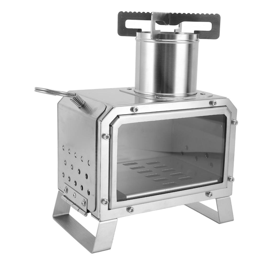 Wood Burning Stove with Drawer Ash Tray Multifunctional Firewood Stove for Outdoor Cooking Camping