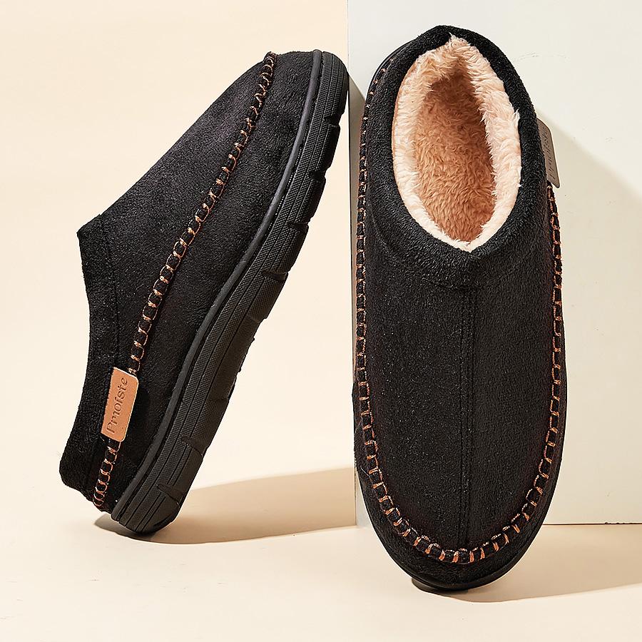 Herren Winter Hausschuhe Weich Plüschgefüttert Warmes Fleece Innen/Außen Hausschuhe mit Rutschfester Sohle Bequemes Heimschuhwerk für Kaltes Wetter