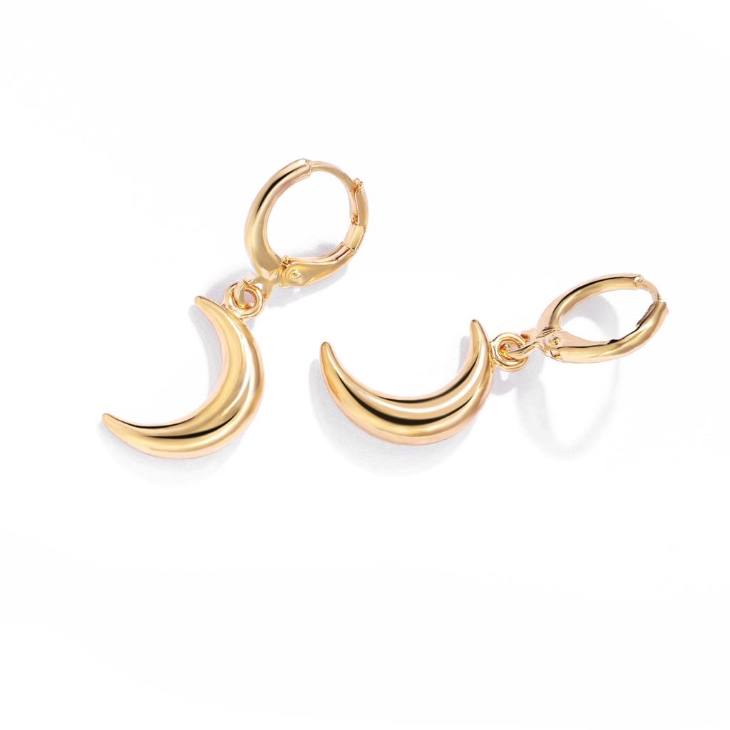 Accessories, Fashion Pop Three-dimensional Crescent Ear Buckle Earrings, Retro Geometric Trend Earrings