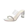 Thick Heel Wear Cool Slippers Women 2025 Spring Internet Celebrity Transparent Women Temperament Non-slip High Heels Not Tired Feet
